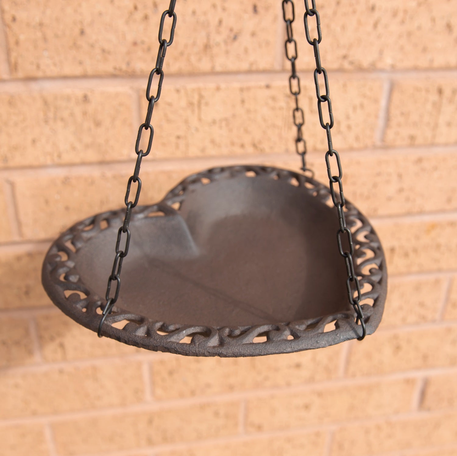 Cast Iron Hanging Heart Bird Dish