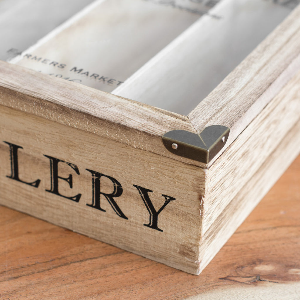 General Store Glass Lid Cutlery Tray