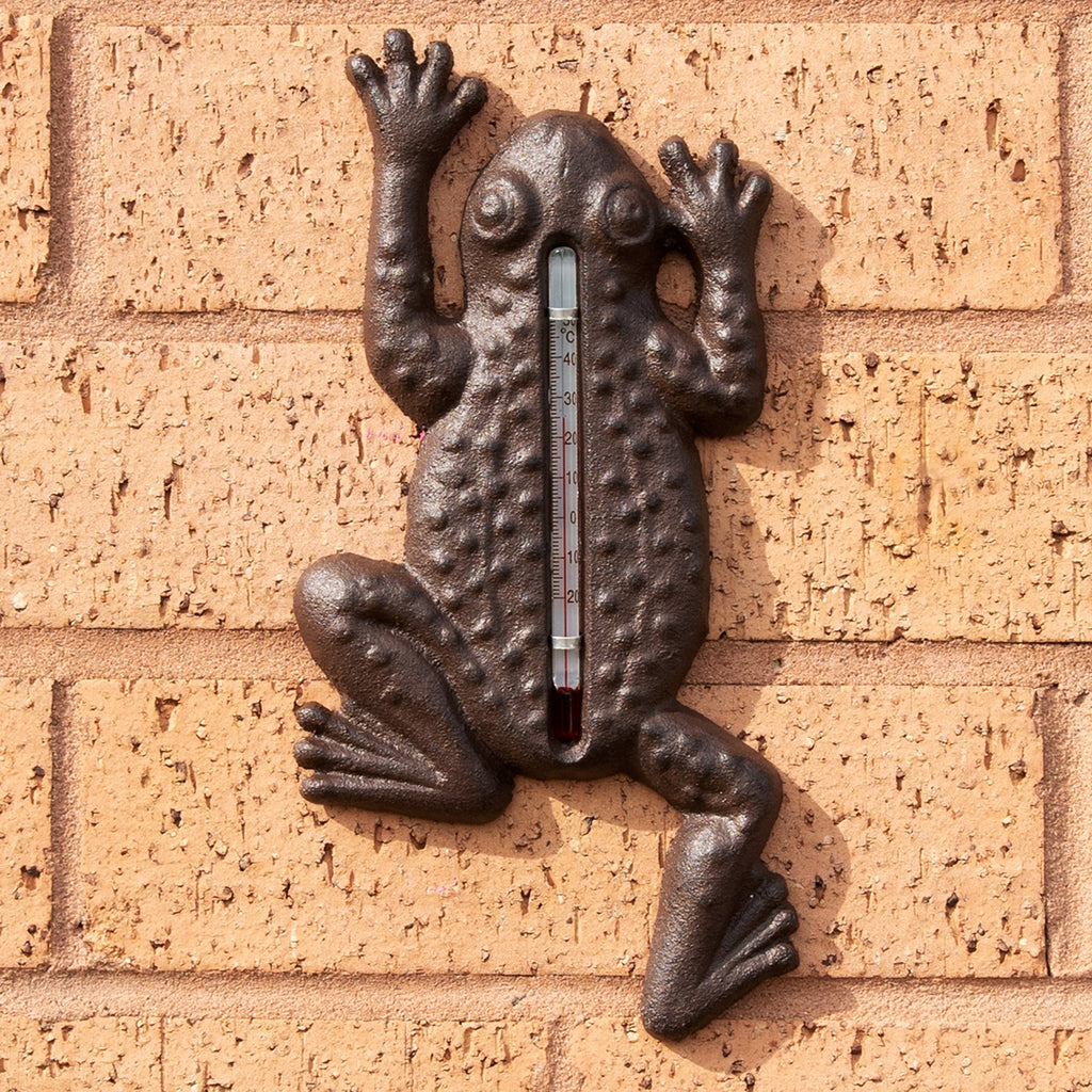 Cast Iron Frog Garden Thermometer
