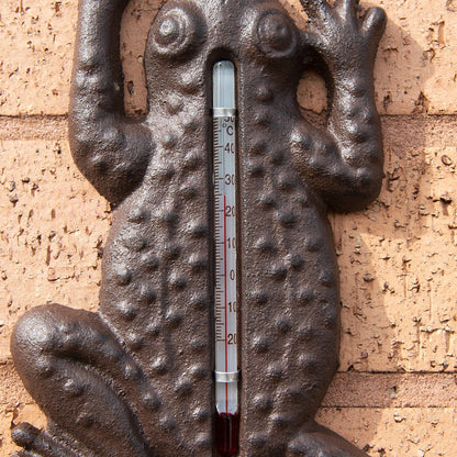 Cast Iron Frog Garden Thermometer