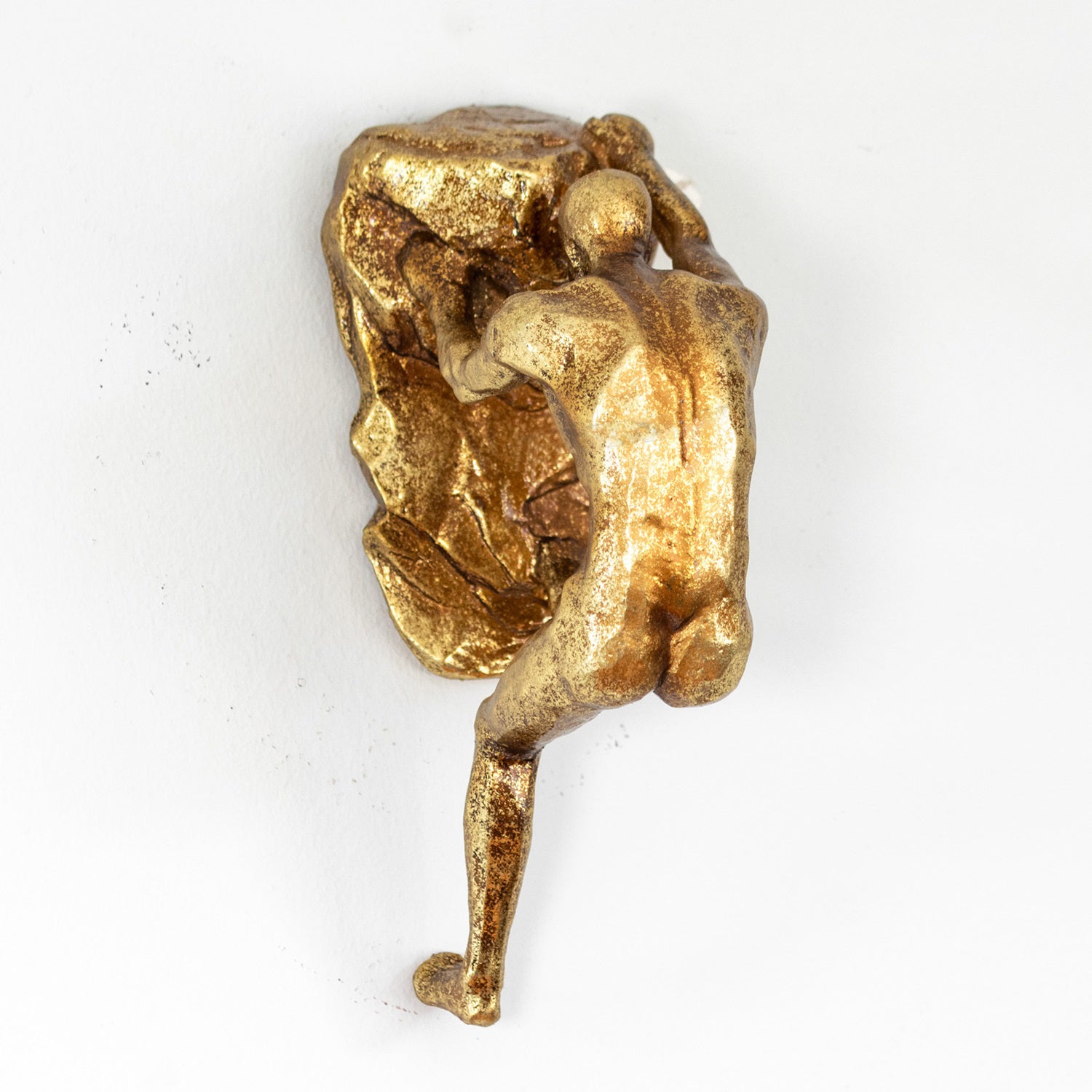 Gold Rock Climbing Man Wall Ornament