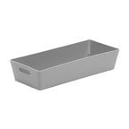 Set Of 4 Narrow Grey Plastic Storage Baskets