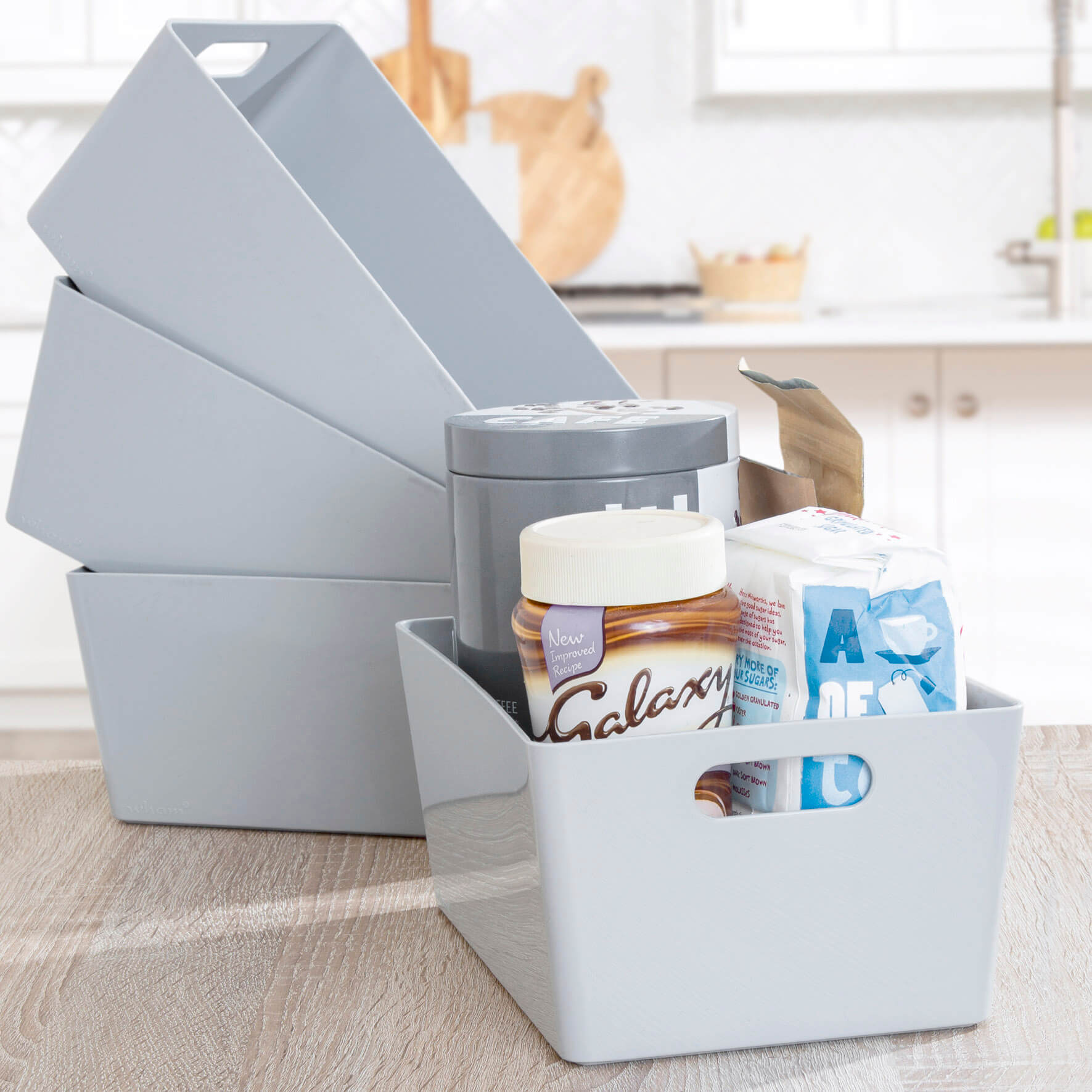 Set Of 4 Grey Studio Storage Baskets