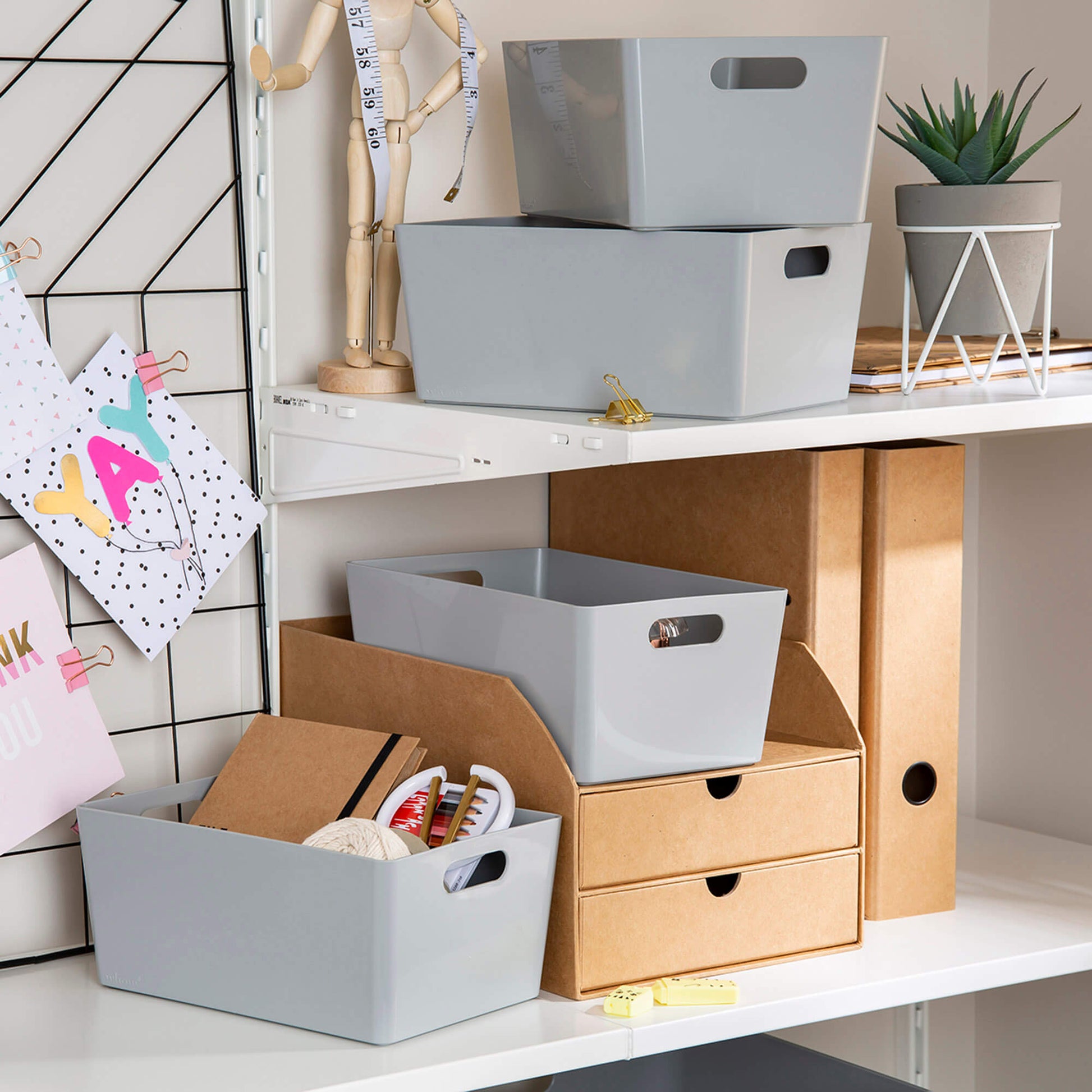 Set Of 4 Grey Studio Storage Baskets