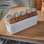 Set Of 4 White Long Rectangle Studio Baskets