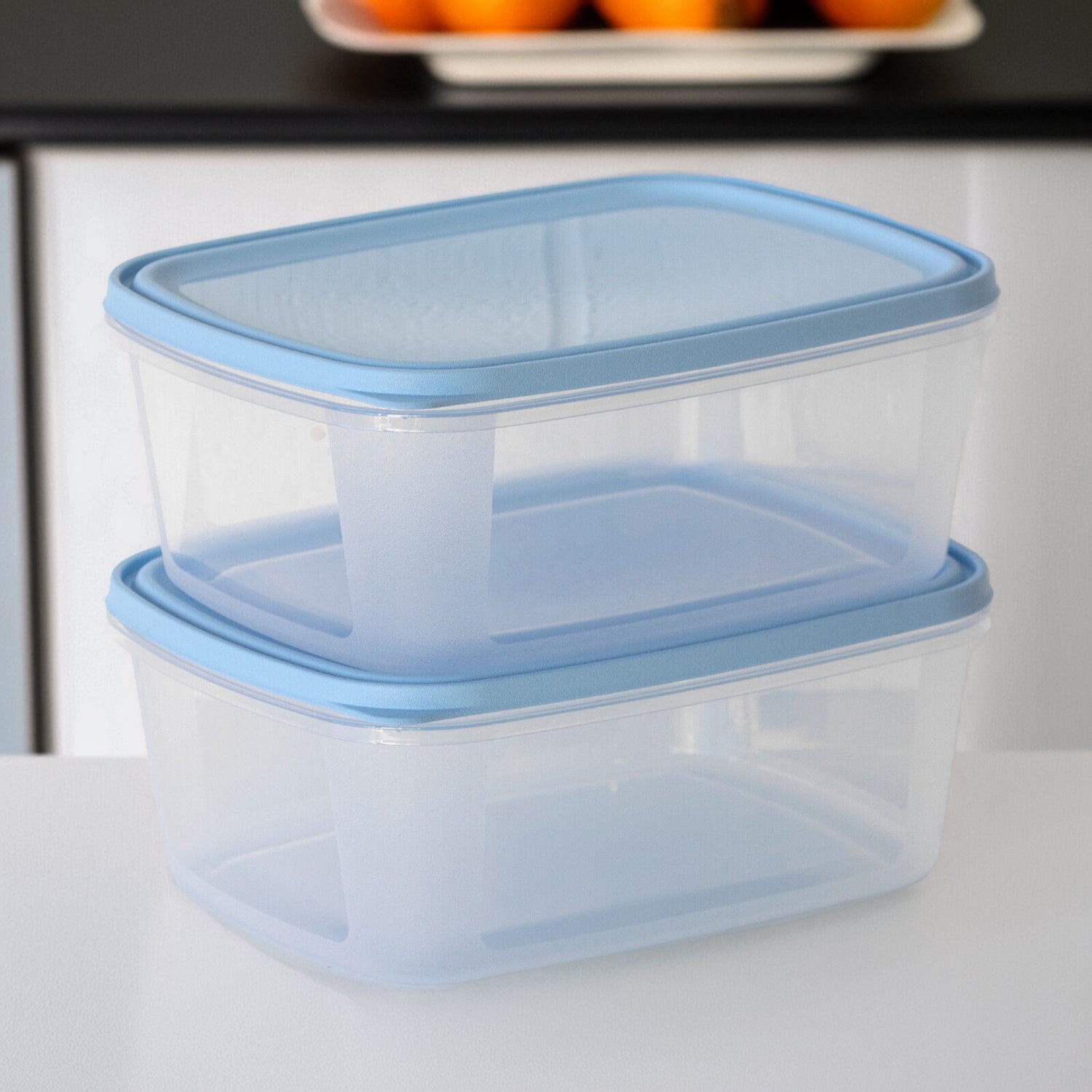 Set Of 4 Essential Blue Lid 3L Food Containers