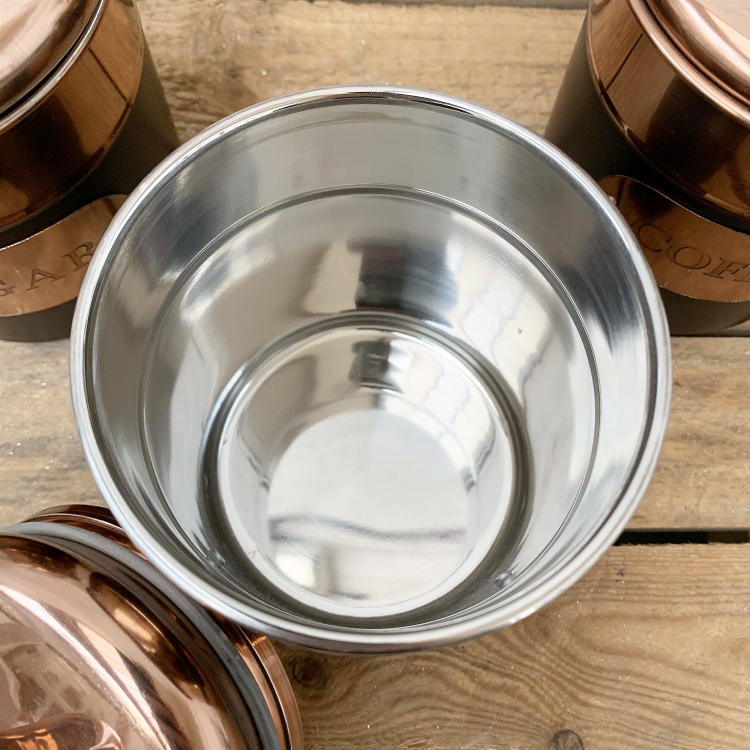 Black & Copper Tea Coffee Sugar Storage Canisters