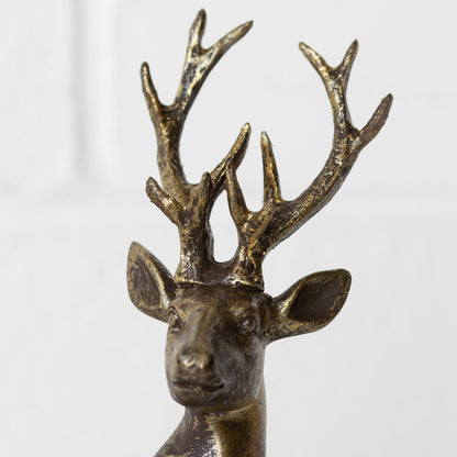 Antique Gold Left Facing Reindeer Sculpture