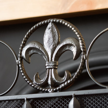 Black Cast Iron Fleur-De-Lis Fire Screen