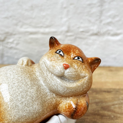 Ginger Fat Cat In Bath Ornament