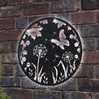 Butterfly Silhouette Solar Backlit Garden Wall Art