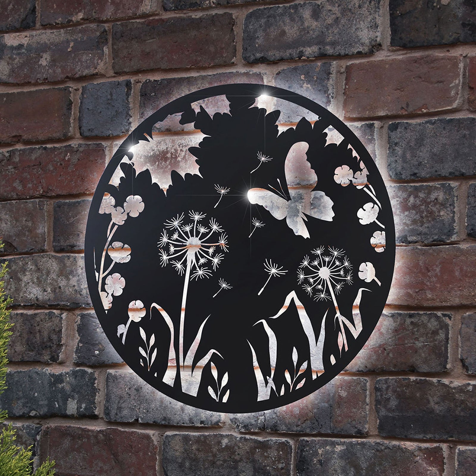 Butterfly Silhouette Solar Backlit Garden Wall Art