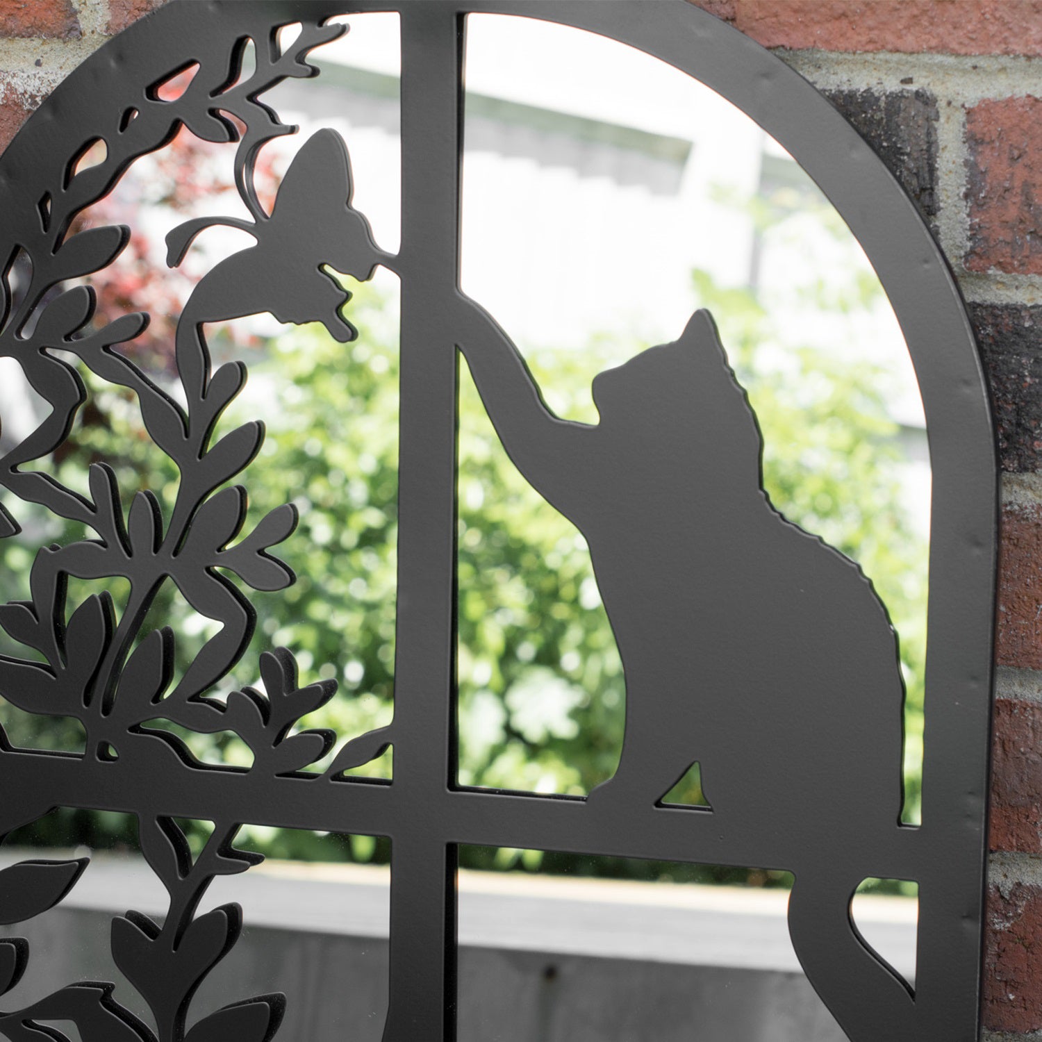 Cat In Window Silhoeutte Garden Mirror