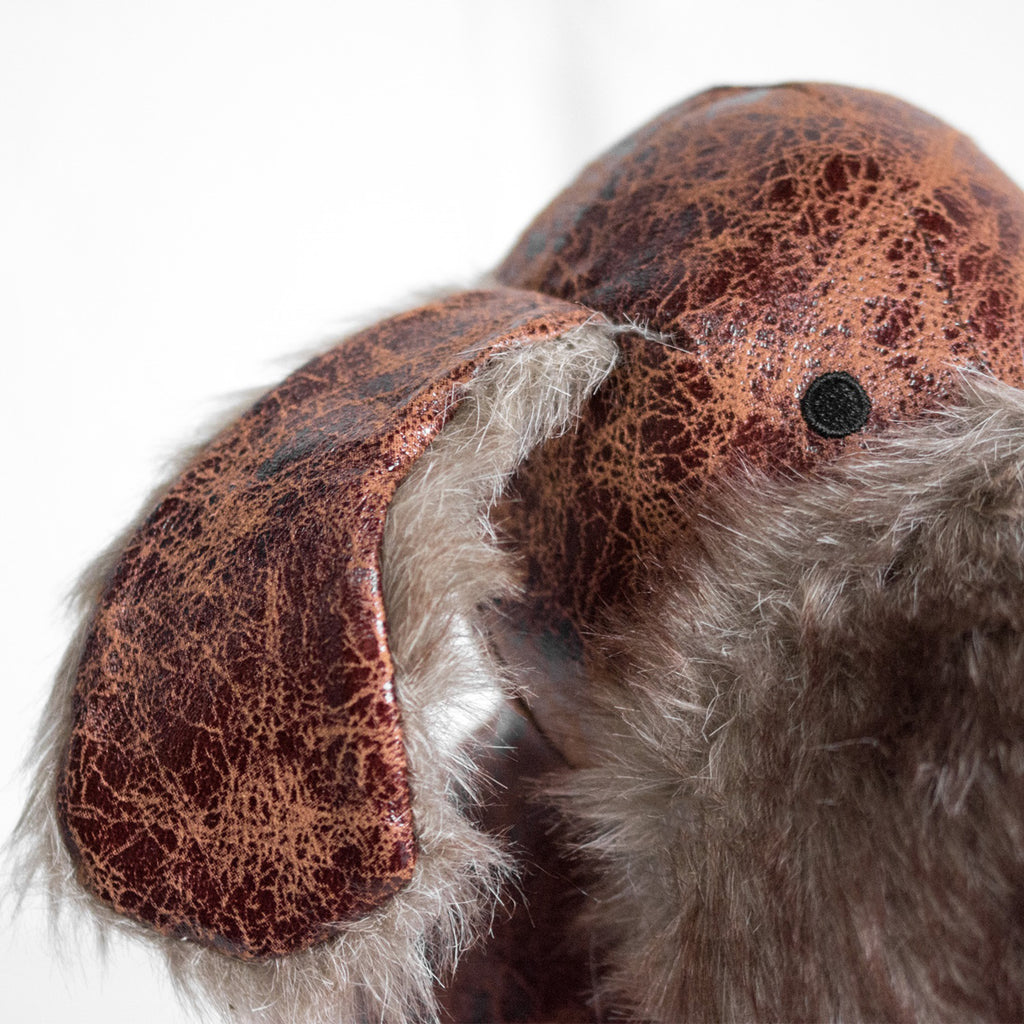 Faux Leather & Fluffy Dog Door Stop