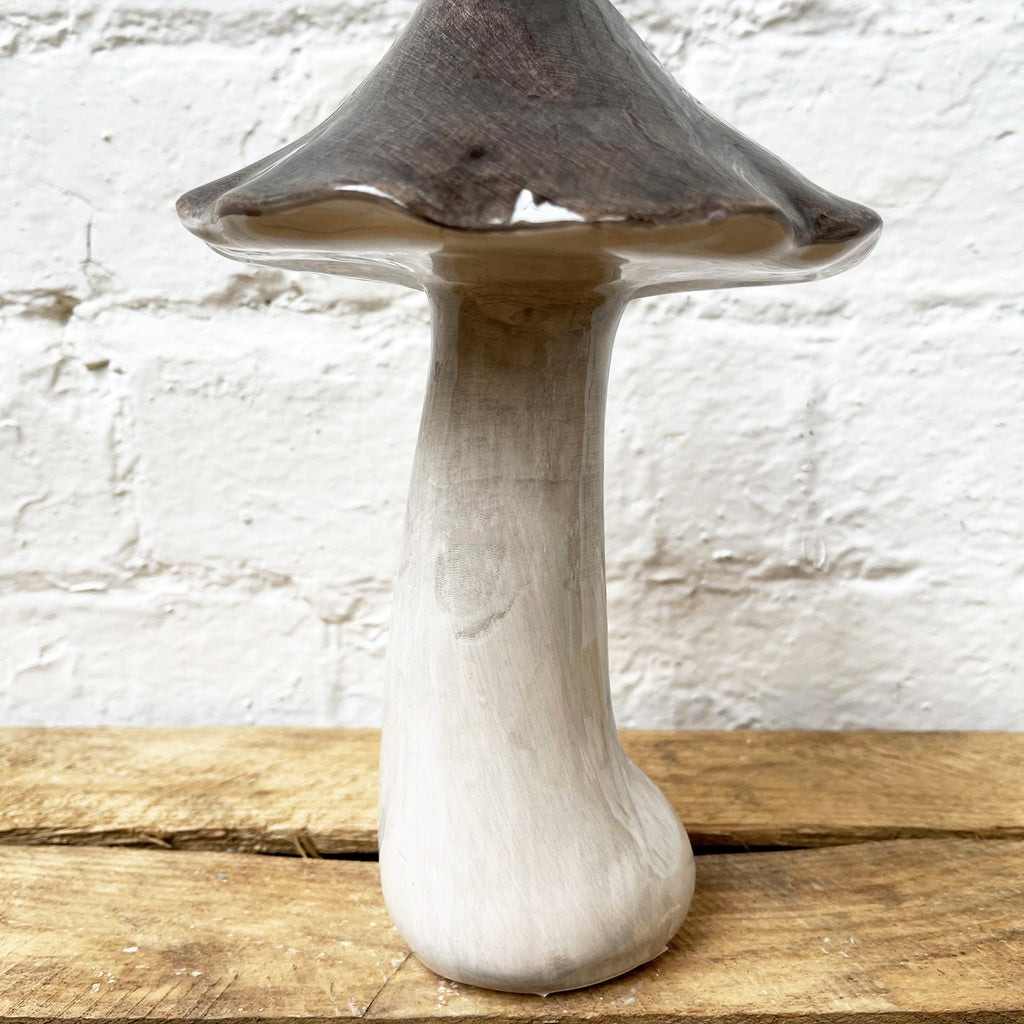 Grey Ceramic Cap Mushroom Ornament