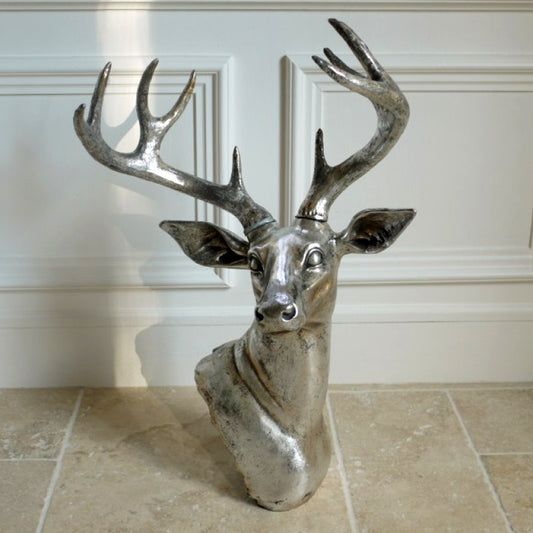 Silver Stags Head Wall Sculpture