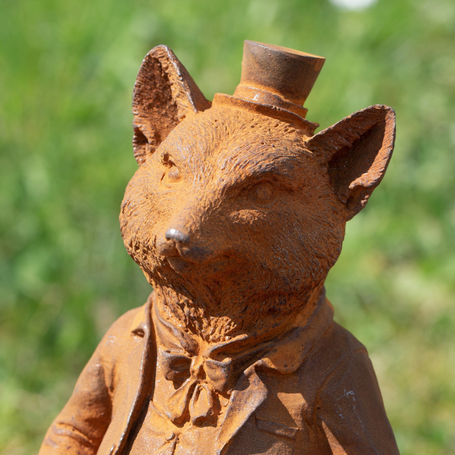 Gartenstatue „Mr. Fox“ aus rostigem Gusseisen, 29 cm