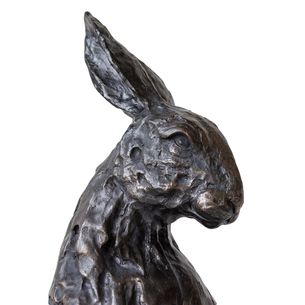Large Black Resin Hare Ornament