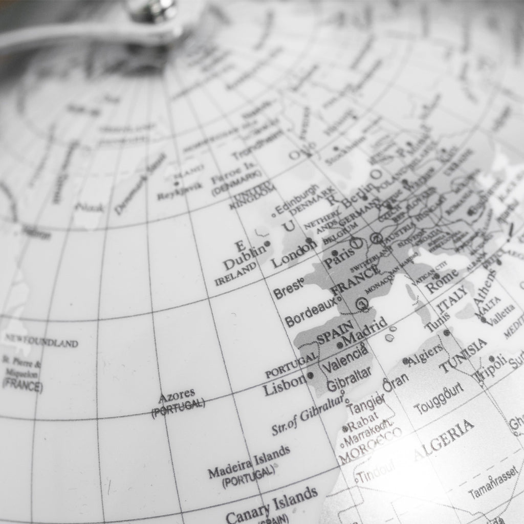 White And Silver Map Globe Ornament