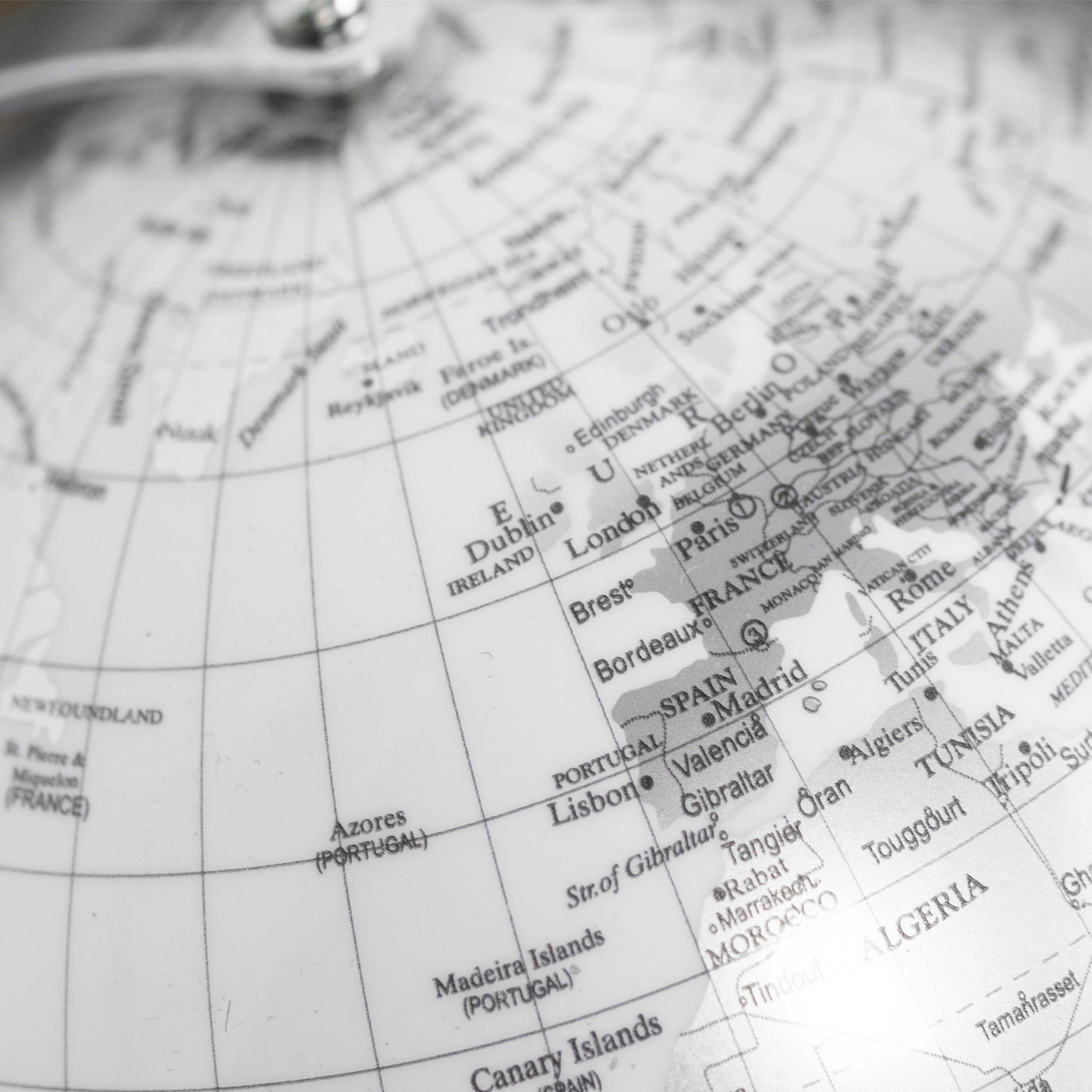 White And Silver Map Globe Ornament