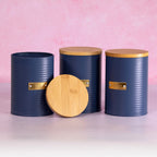 Navy Blue Tea Coffee Sugar Canisters – Set Of 3