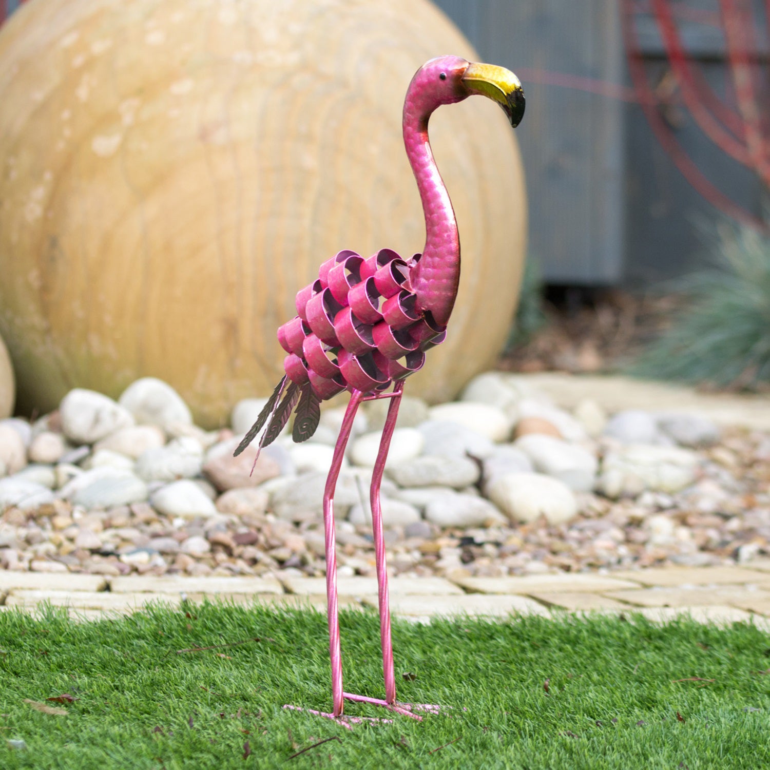 Pink Metal Flamingo Ornament