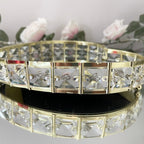 Goldener Love Heart Glaskristall-Kerzenteller, verspiegelt, 21 cm