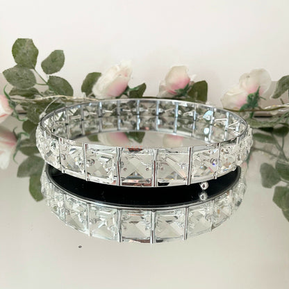 Diamante Round Mirror Candle Plate