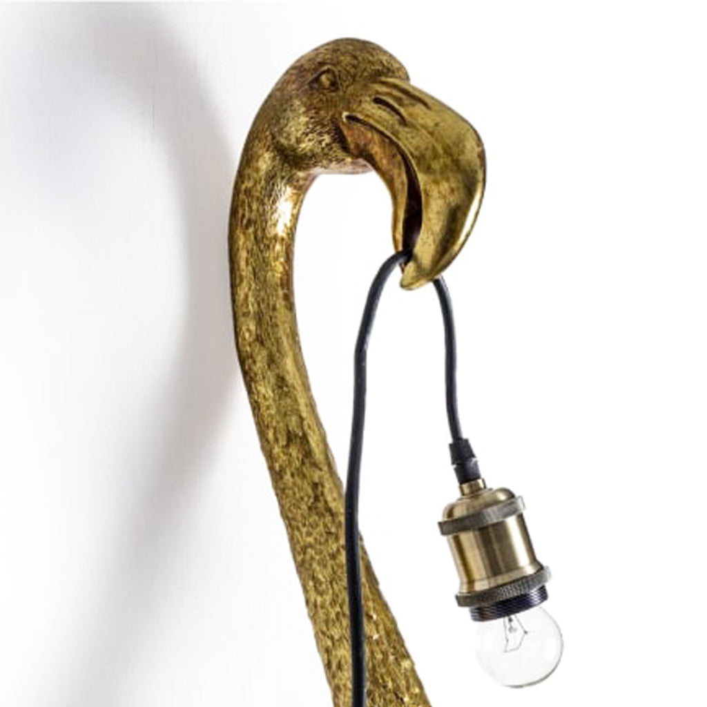 Antique Gold Flamingo Head Wall Lamp
