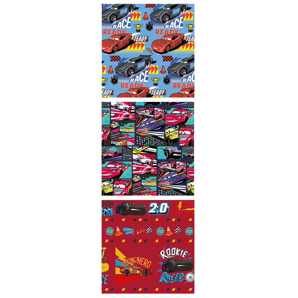 Pack Of 3 Disney Cars Gift Wrapping Paper