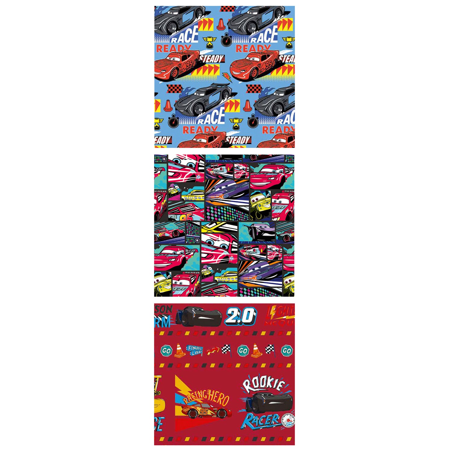 Pack Of 3 Disney Cars Gift Wrapping Paper