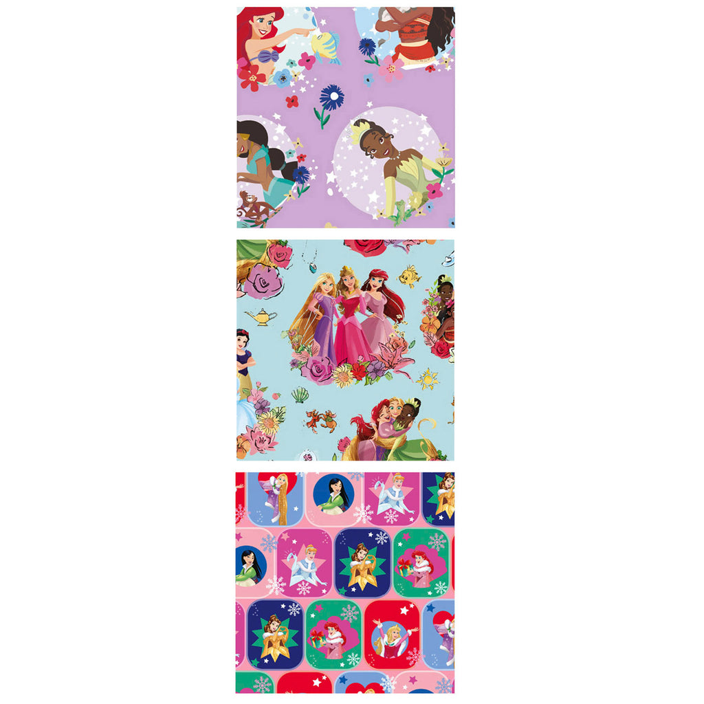 Pack Of 3 Disney Princess Gift Wrapping Paper
