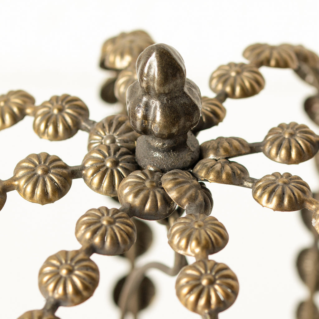 Teelichthalter mit Krone aus Golddraht und Metall, 23 cm