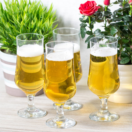 Set Of 4 Tulip Stemmed Beer Glasses, 35cl