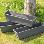 Set Of 3 Dark Grey Symphony Trough Planters