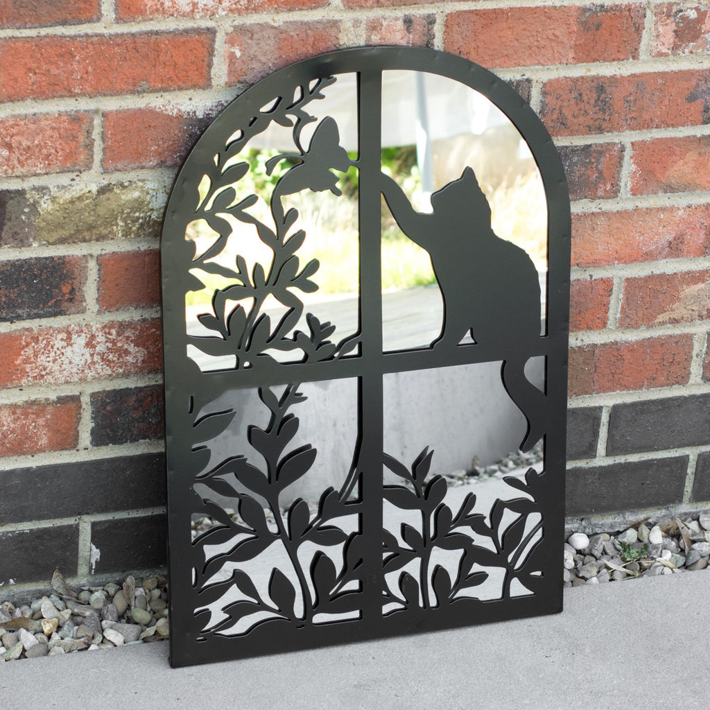 Cat In Window Silhoeutte Garden Mirror