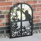 Cat In Window Silhoeutte Garden Mirror