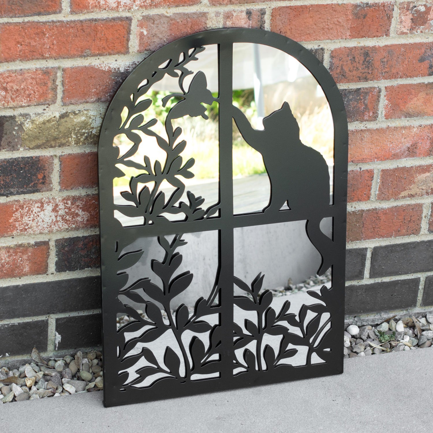 Cat In Window Silhoeutte Garden Mirror