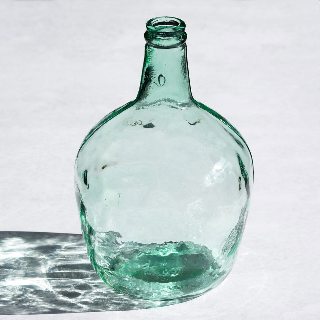 Large Aqua Recycled Glass Bottle Vase