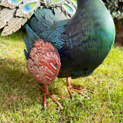 Blue Displaying Peacock Sculpture