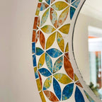 Multicoloured Round Glass Floral Mosaic Mirror