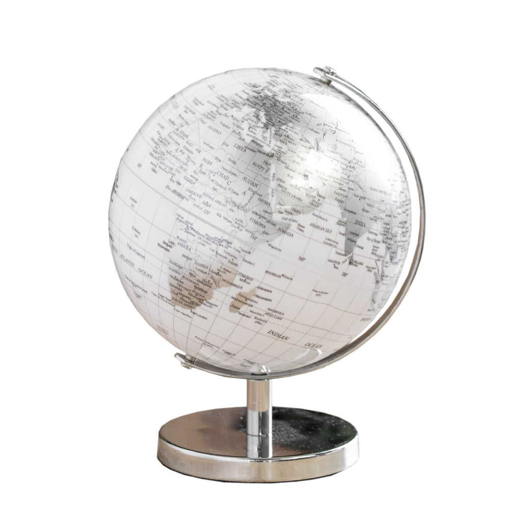 White And Silver Map Globe Ornament