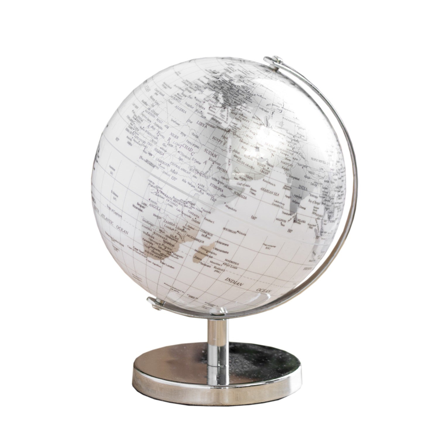 White And Silver Map Globe Ornament