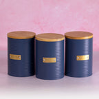 Navy Blue Tea Coffee Sugar Canisters – Set Of 3