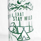 Stay Wild 600ml Glass Water Bottle