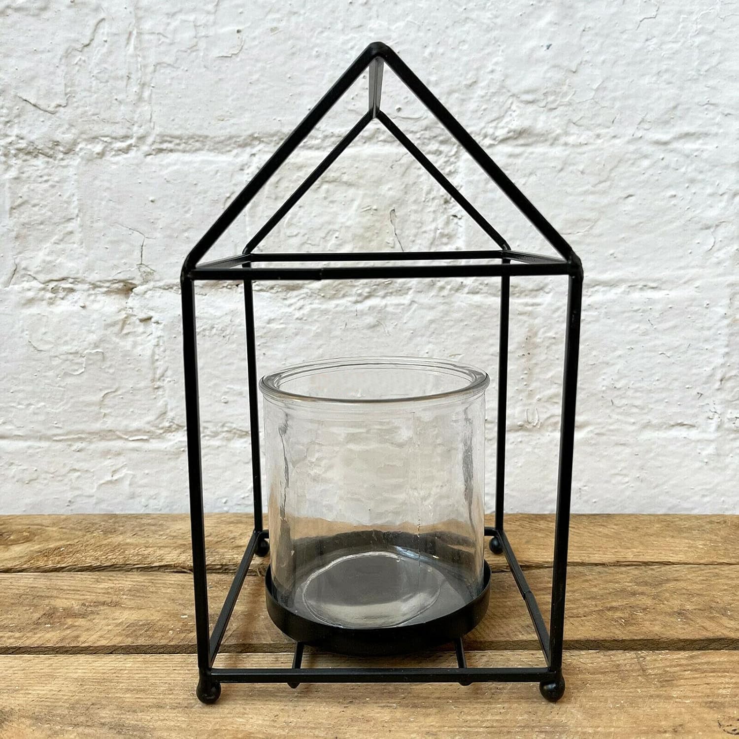 Teelichtlaterne in Hausform aus Metall, 27 cm