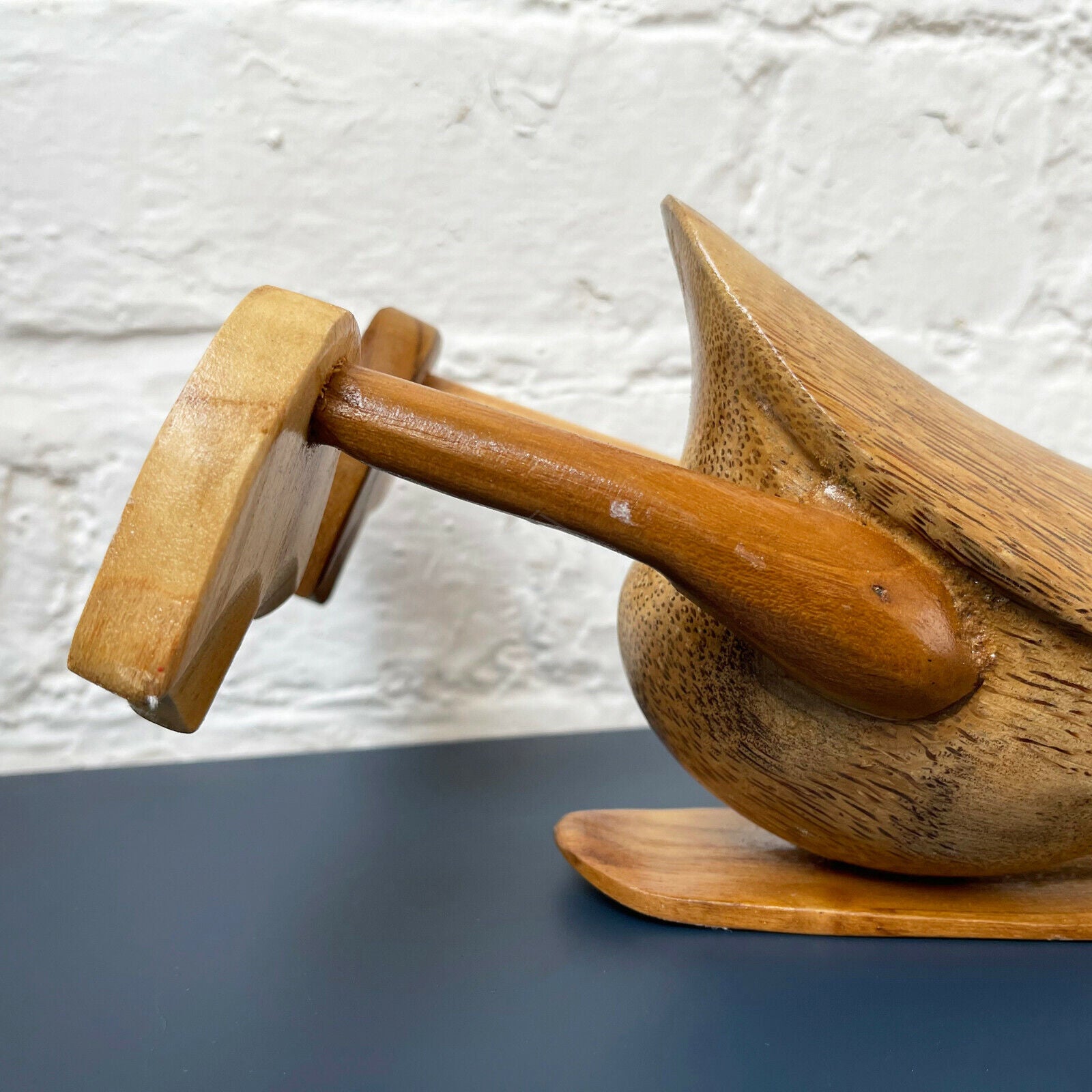 Wood Snowboarding Duck Ornament