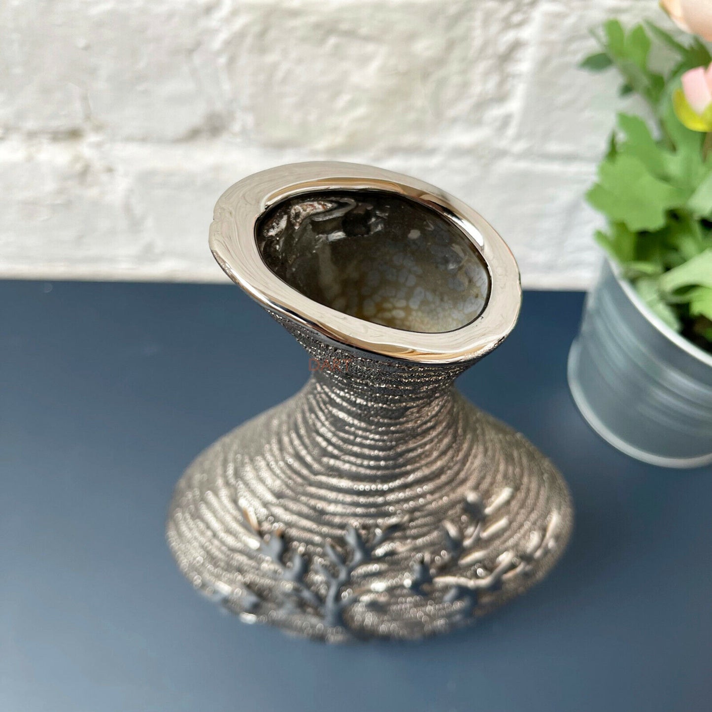 Gun Metal Leaf Vase