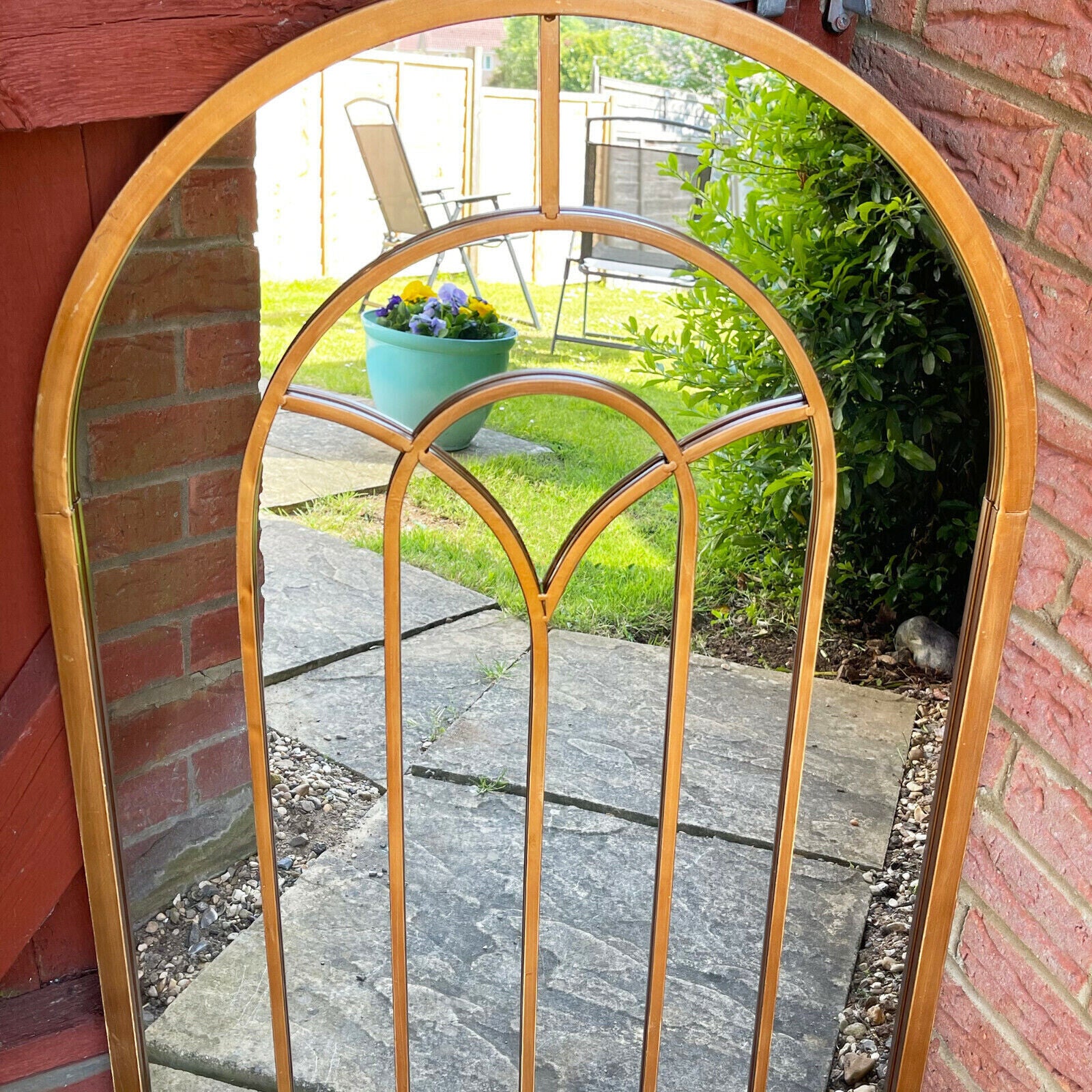 Copper Arched Garden Mirror 91cm
