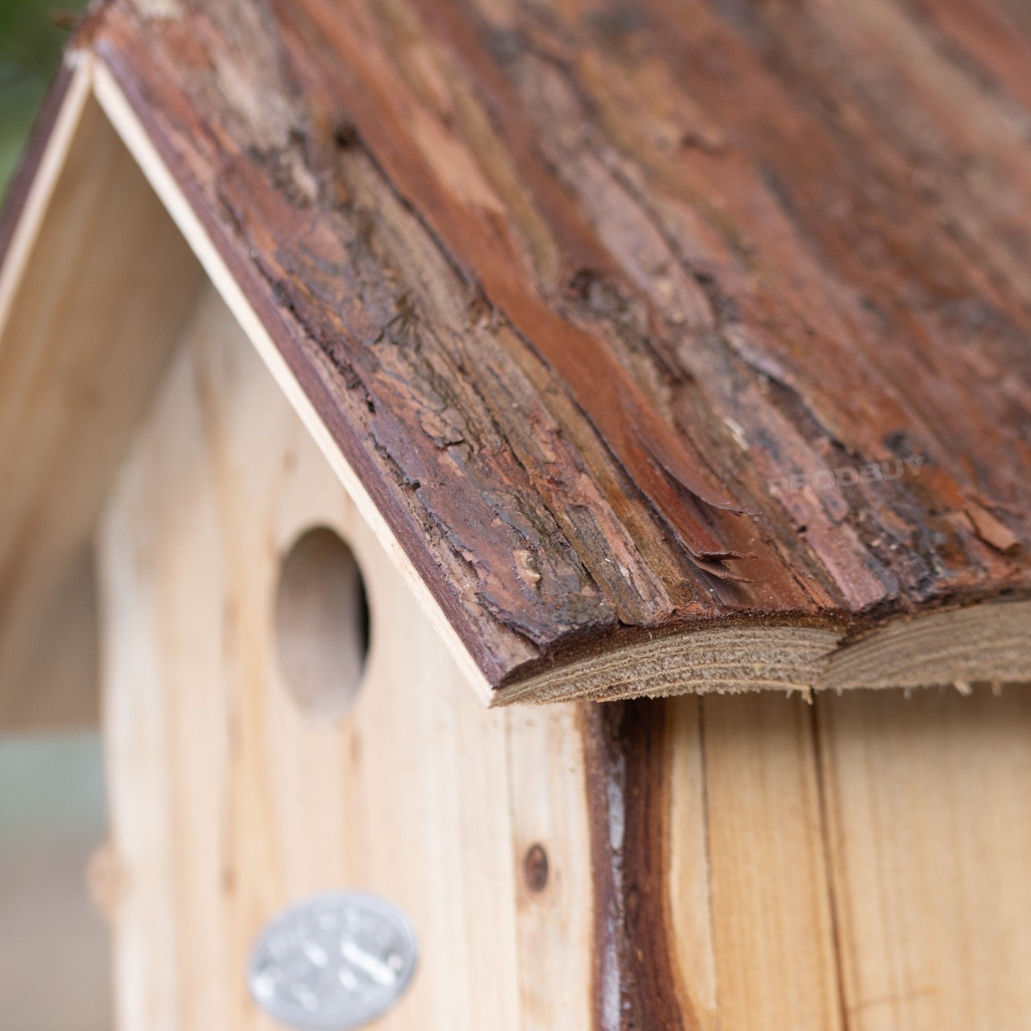 Bark Roof Wooden Bird House